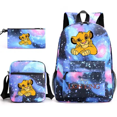 3Pcs Disney The Lion King Simba Bookbag Kids Backpack Boys Girls