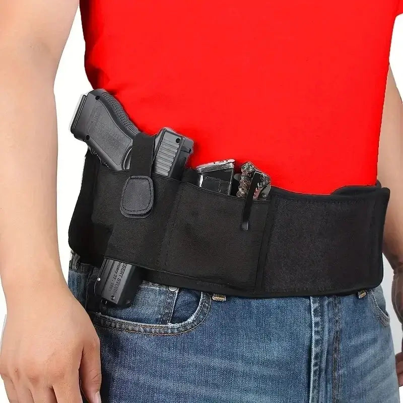 Tactical Outdoor Hunting Fitness Gun Holster for Waist Band Belt -  Concealed Carry Phone Bag Portable Hidden Belly Defense Use
