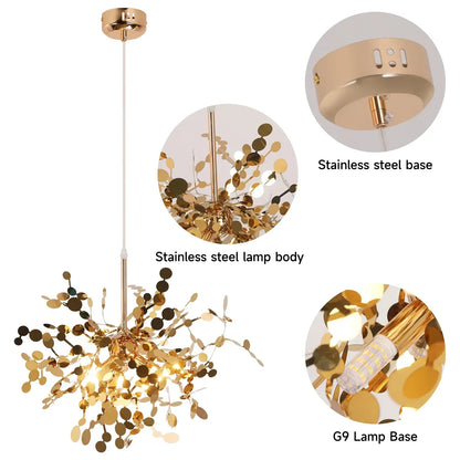 Modern Firework-Style Crystal LED Chandelier, Gold or Silver