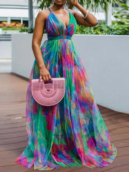 Plus Size Women Clothing 2xl 3xl 4xl 5xl Summer Sexy Evening Dresses Elegant and Beautiful Halterneck Long Dresses Mesh Hem