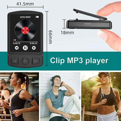 Portable MP3 Player Sport Clip Walkman HiFi Sound Bluetooth-Compatible 5.0 Student Walkman 1.8 Inch Screen with FM Radio E-Book