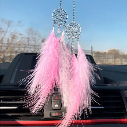 Dream Catcher Car Pendant For Girls Feather Mirror Hanging Pendant