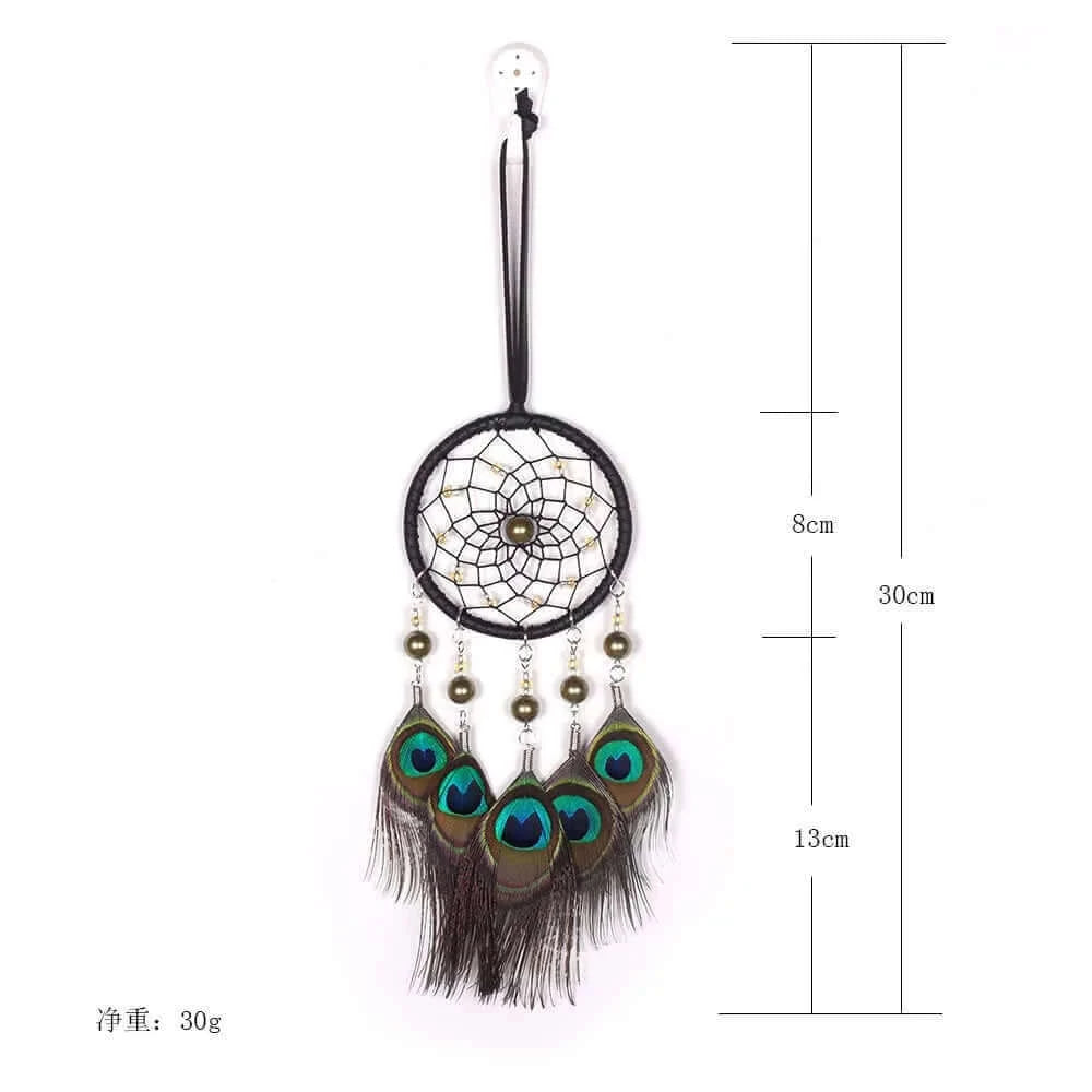 Peacock Feathers Hanging Craft Vintage Indian Dream Catcher Wall Car.