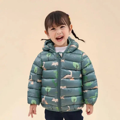 1-5 Years Baby Boy Hooded Lightweight Down Jacket Kids Girl Cartoon