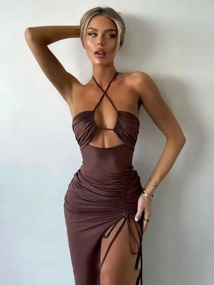 Sexy Backless Midi Dress for Night Out