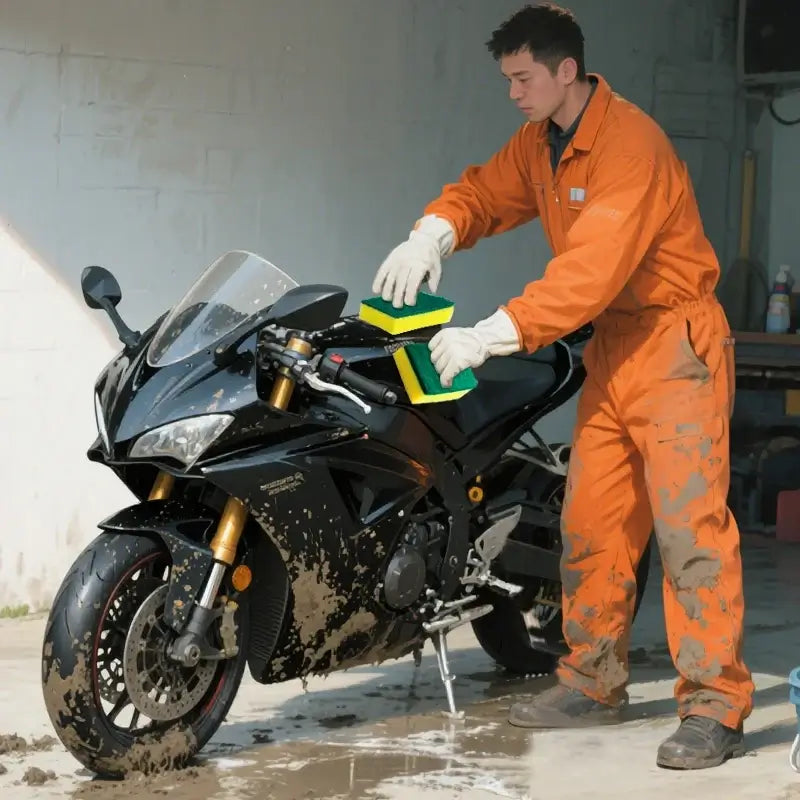 Double Sided Magic Sponge for Motorcycles, Pots, and Kitchens - Heavy-Duty Grease Cleaning Sponge