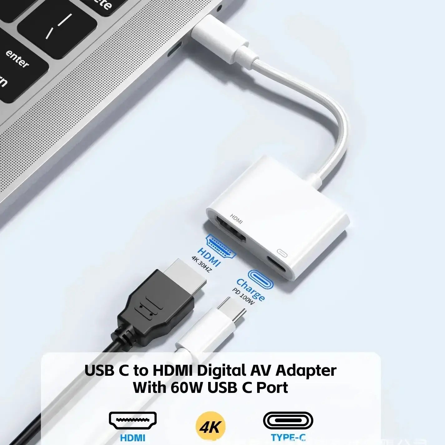 Lightning to Digital HDTV 2-in-1 AdapterDigital AV Adapter4K SyncScreenConnectorFor iPhone14 Pro 13 12 toHDTV ProjectorMonitor
