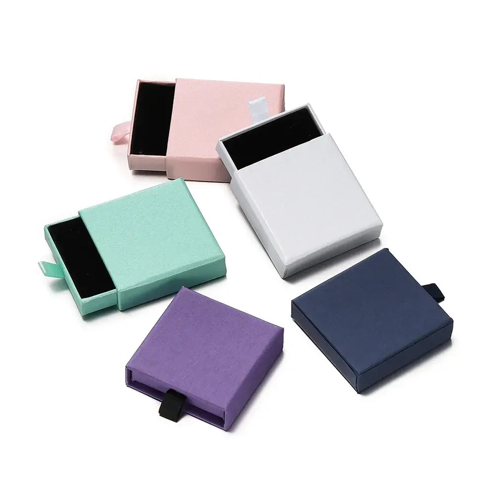 Creative Drawer Jewelry Packaging Box Necklace Ring Earing Bracelet Storage Organizer Display Stand Solid Color Paper Gift 2030
