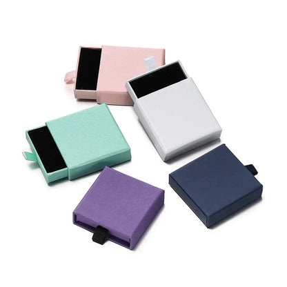 Creative Drawer Jewelry Packaging Box Necklace Ring Earing Bracelet Storage Organizer Display Stand Solid Color Paper Gift 2030
