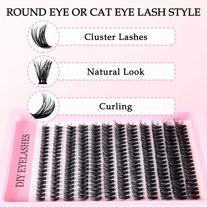 Cluster Lashes 240pcs – 40D Mixed Lengths 9–16mm | Ultra-Natural, Soft &amp; Light | Reusable | Beginner-Friendly