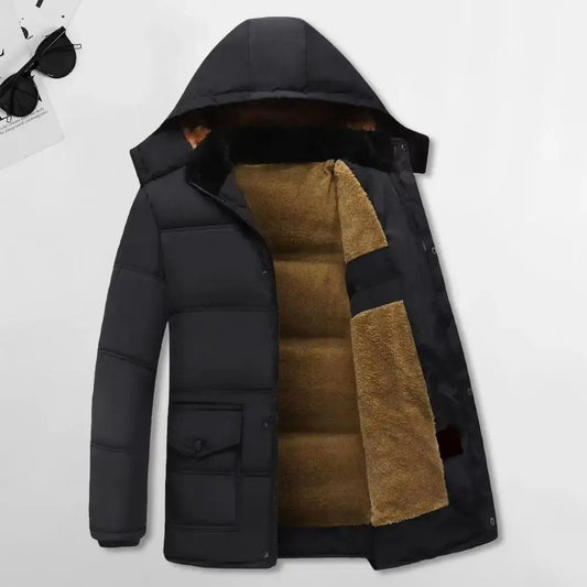 Mens Winter Cotton Jackets Mens Fashion Casual Slim Hooded Large Size