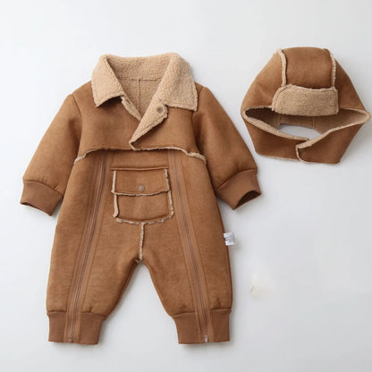 winter baby jumpsuits with fur lining
