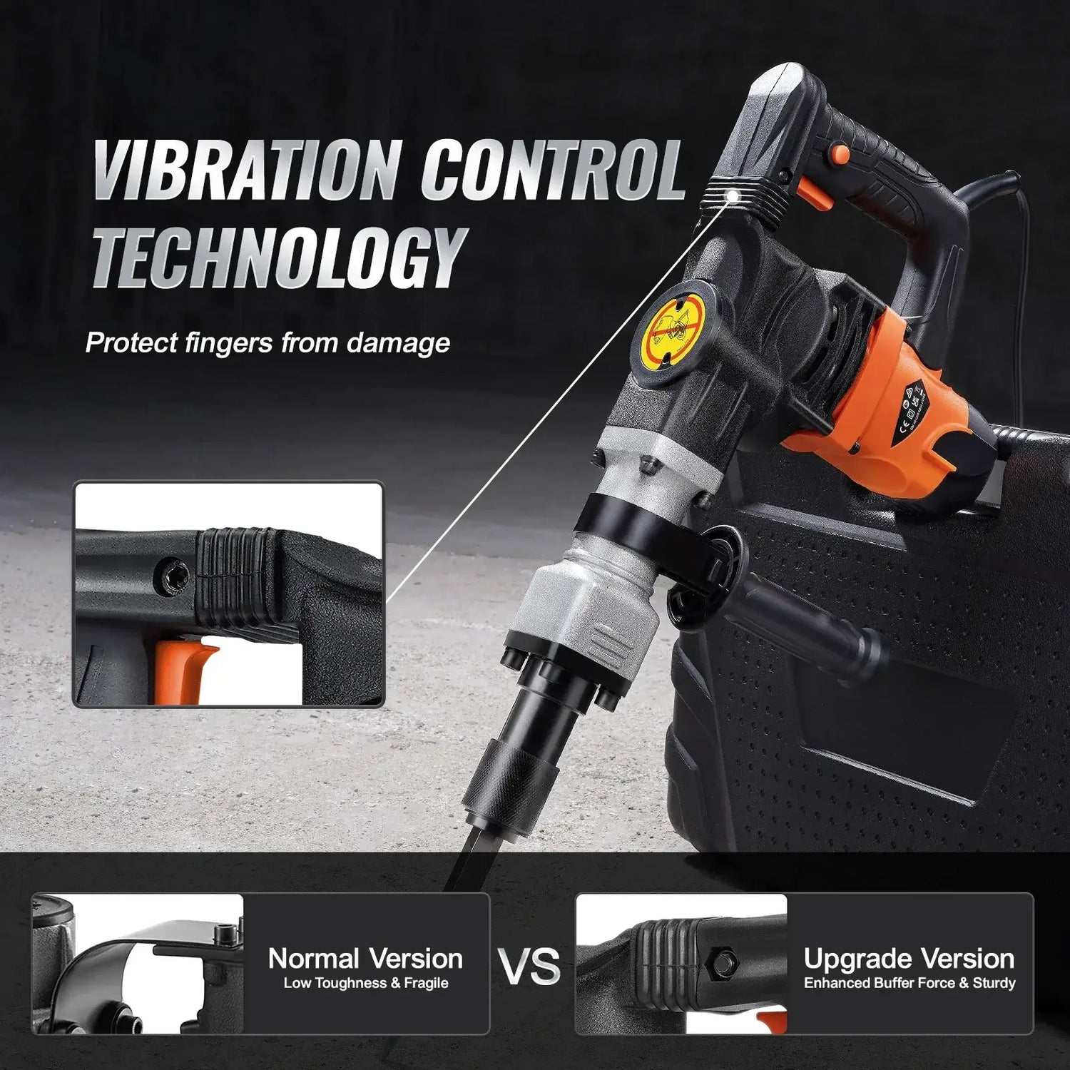 SucceBuy 1400W Demolition Jack Hammer Electric Jackhammer Heavy Duty 2900 BPM Concrete Breaker 2pcs Chisels Bits Chipping