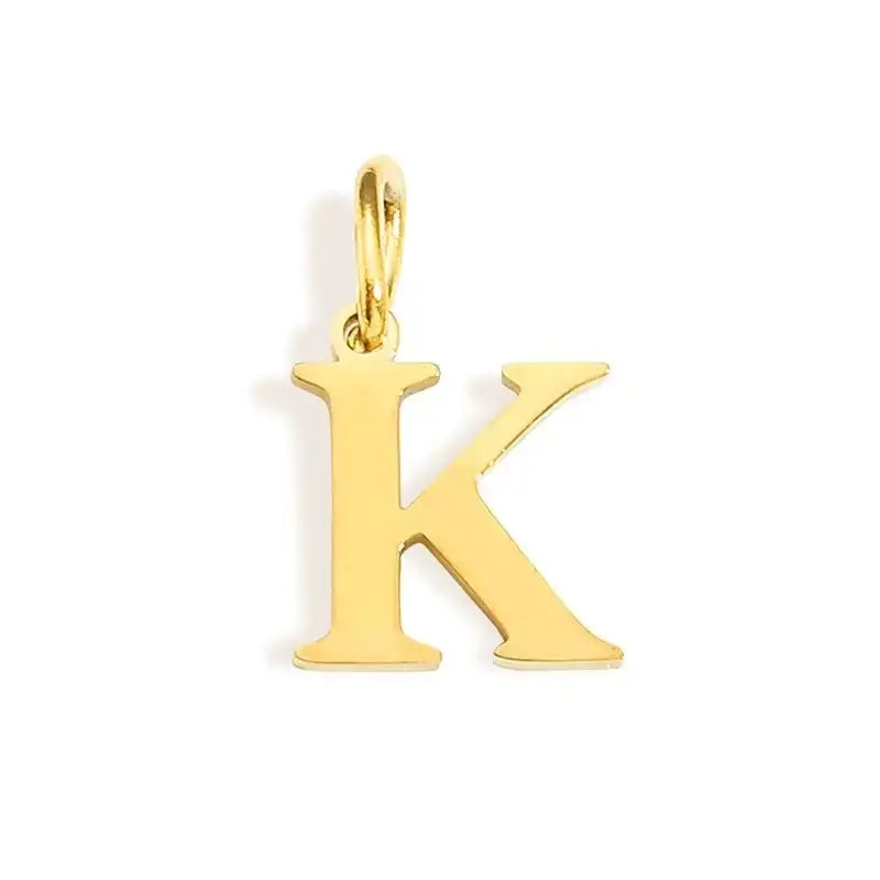 26 Letter Alphabet Initial 10mm Charm Pendant Jewelry Gold Stainless Steel Simple PVD Plated DIY Necklace Bracelet Jewelry