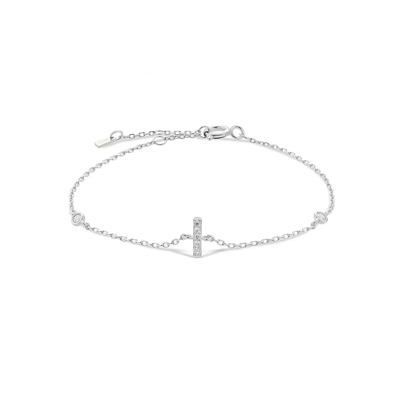 925 Sterling Silver Initial 26 Letters Alphabet Monogram Gold Name Bracelet Crystal CZ Zircon 2021 Fashionable Jewelry