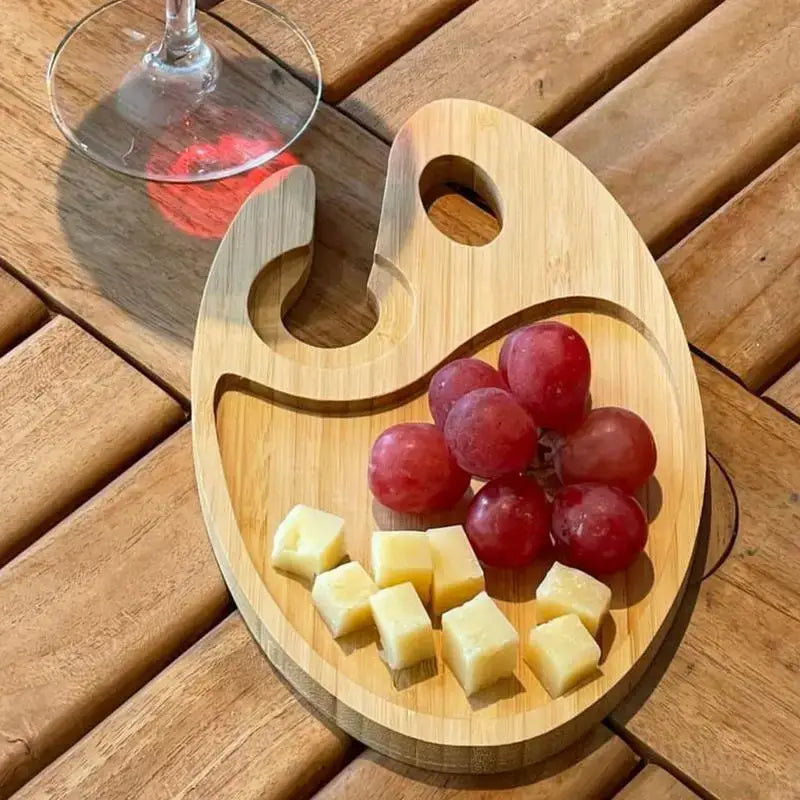 Wine Appetizer Plates with Glass Holder - 8.5x5.25