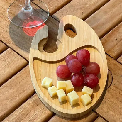 Wine Appetizer Plates with Glass Holder - 8.5x5.25