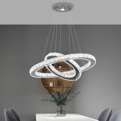 GreeLustr Crystal Ring Pendant Light, Selectable Controls