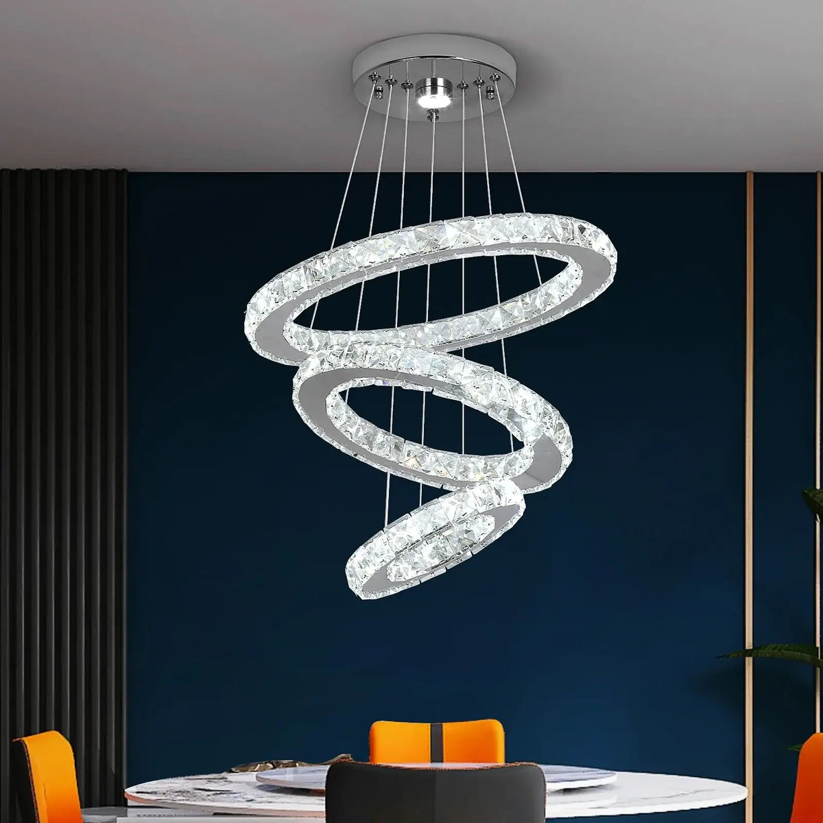 GreeLustr Crystal Ring LED Pendant Light, 1 or 3 Rings
