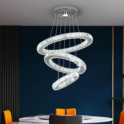 GreeLustr Crystal Ring LED Pendant Light, 1 or 3 Rings