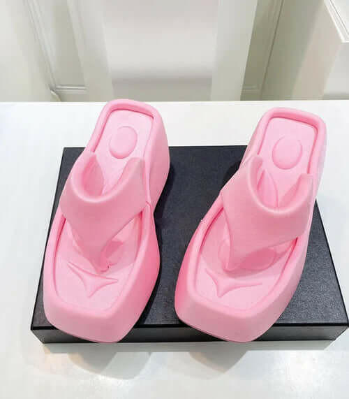 Luxury Platform Square Toe Slippers