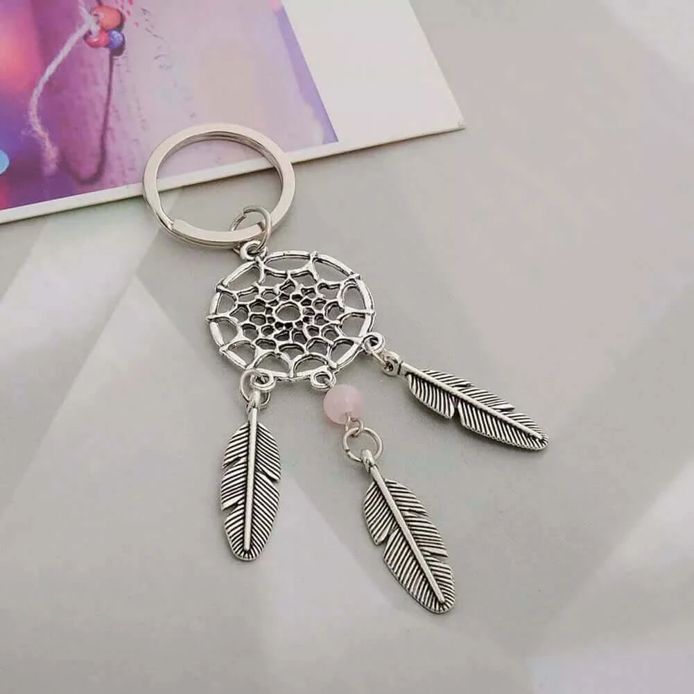 Mini Metal Feather Dreamcatcher Keyring Keychain Decor Car Bag Home