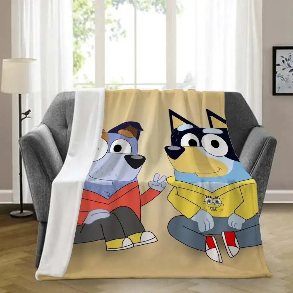 B-bluey-y Downy Throw Blanket Aesthetic Portable Home Travel Camping Sofa Picnic Thick Warm Flannel Blanket