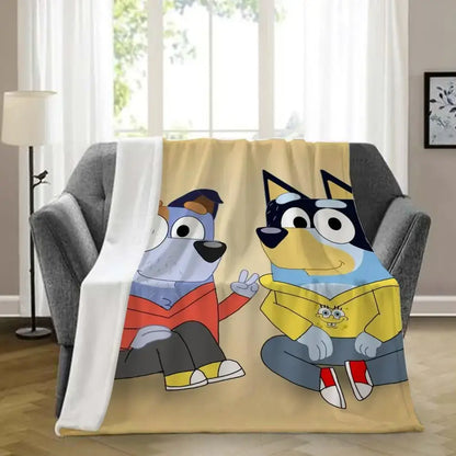 B-bluey-y Downy Throw Blanket Aesthetic Portable Home Travel Camping Sofa Picnic Thick Warm Flannel Blanket