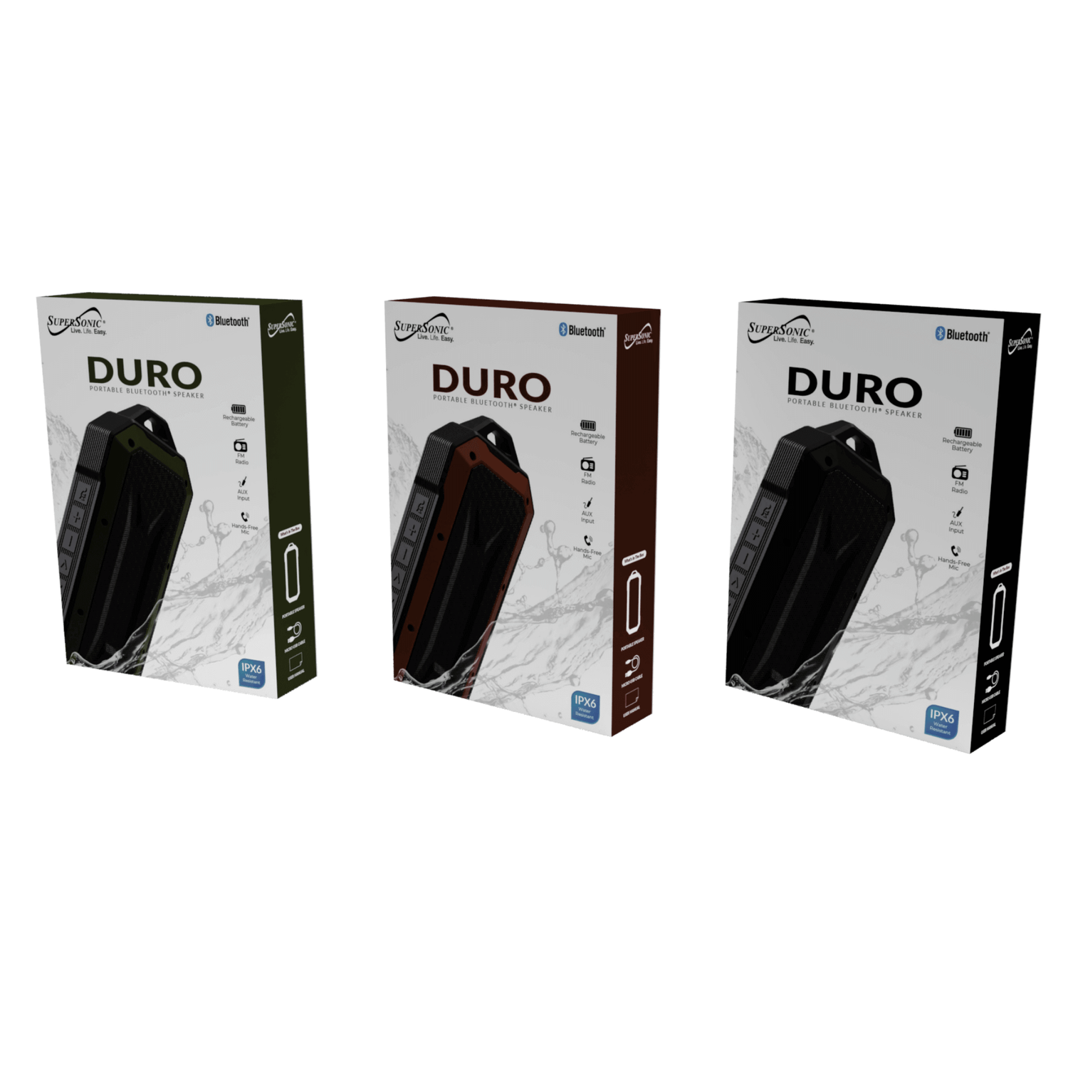 Duro Water-Resistant Portable Bluetooth Speaker, Shockproof &amp; FM