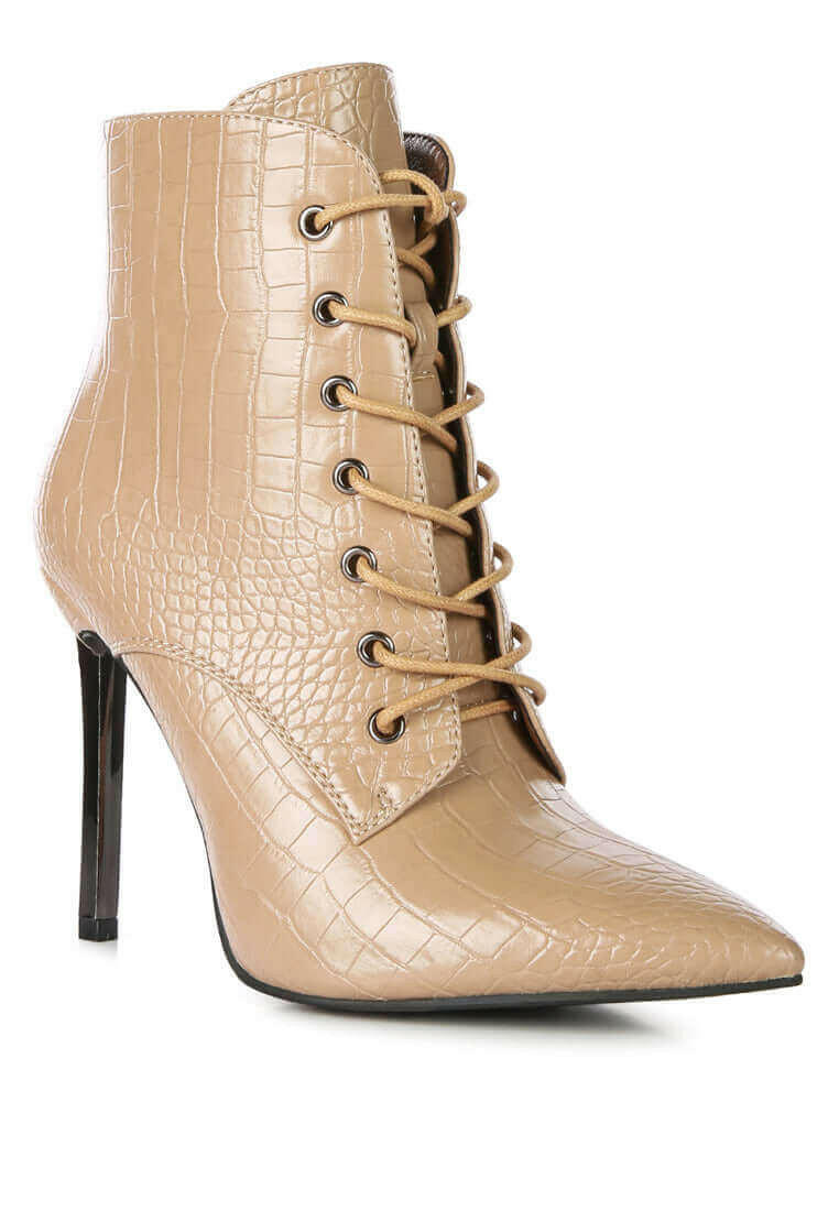 escala croc lace-up stiletto boots.