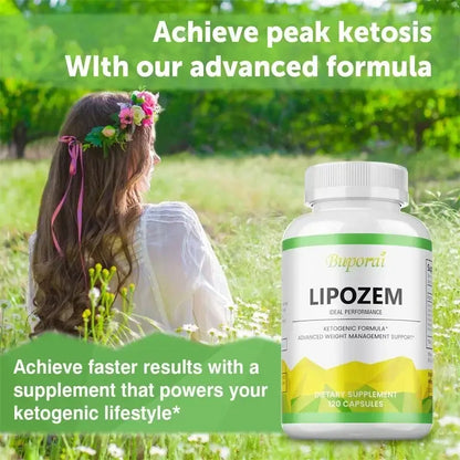 Natural Lipozem - Appetite Suppressant, Fat Burner,Relieves Bloating and Constipation, Improves Metabolism - 120 Capsules
