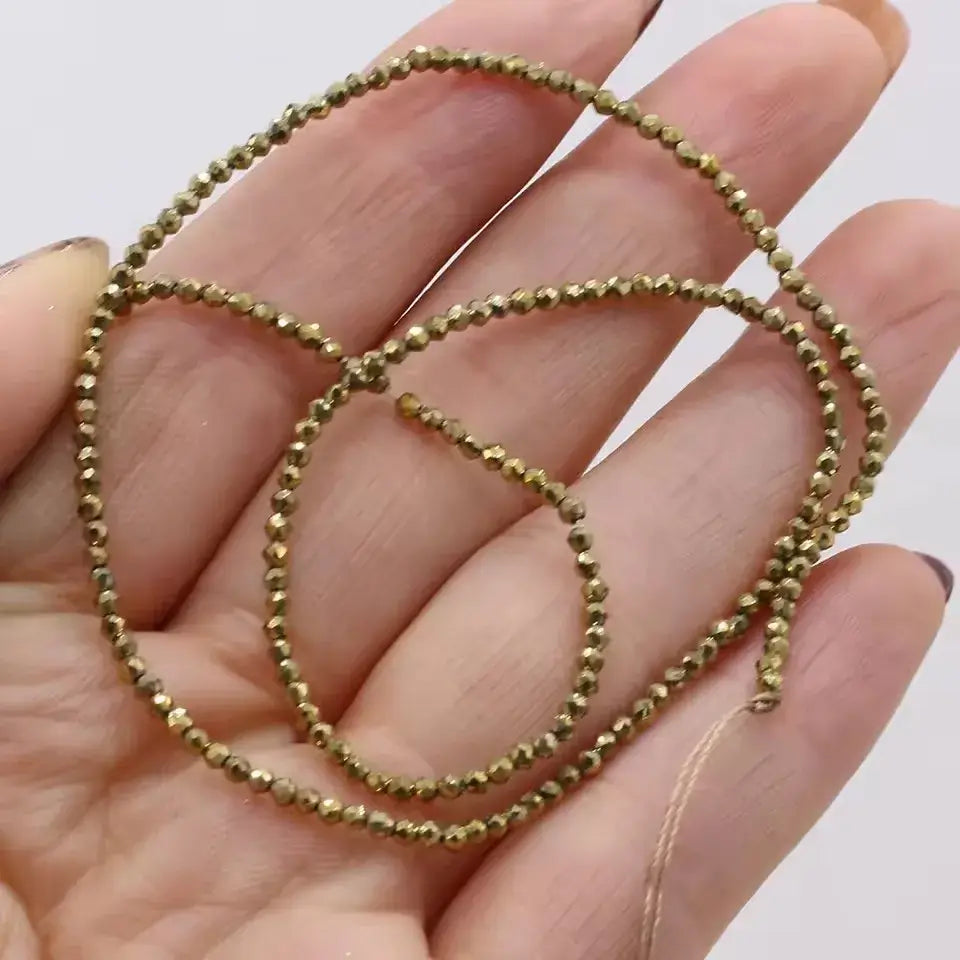 2pcs 2mm/3mm Natural Stone Shiny Beads Gold Color Faceted Spinel for Jewelry Making DIY Necklace Bracelet Accessories
