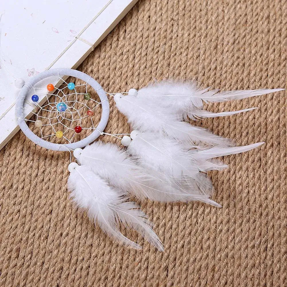 Dream Catcher with Colorful Feathers Beads Handcrafted Wall Decor for Bedroom Living Room Decoration Car Interior Pendant