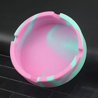 Unbreakable Silicone Ashtray - Easy Clean Marble Swirl Design, 8.3cm Portable &amp; Durable, Heat-Resistant Non-Slip Ash Tray