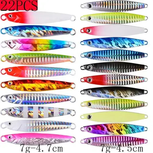 22PCS Metal Spoon Jigs Carp Fishing Lures Set 40g 30g 20g 17g 10g 7g