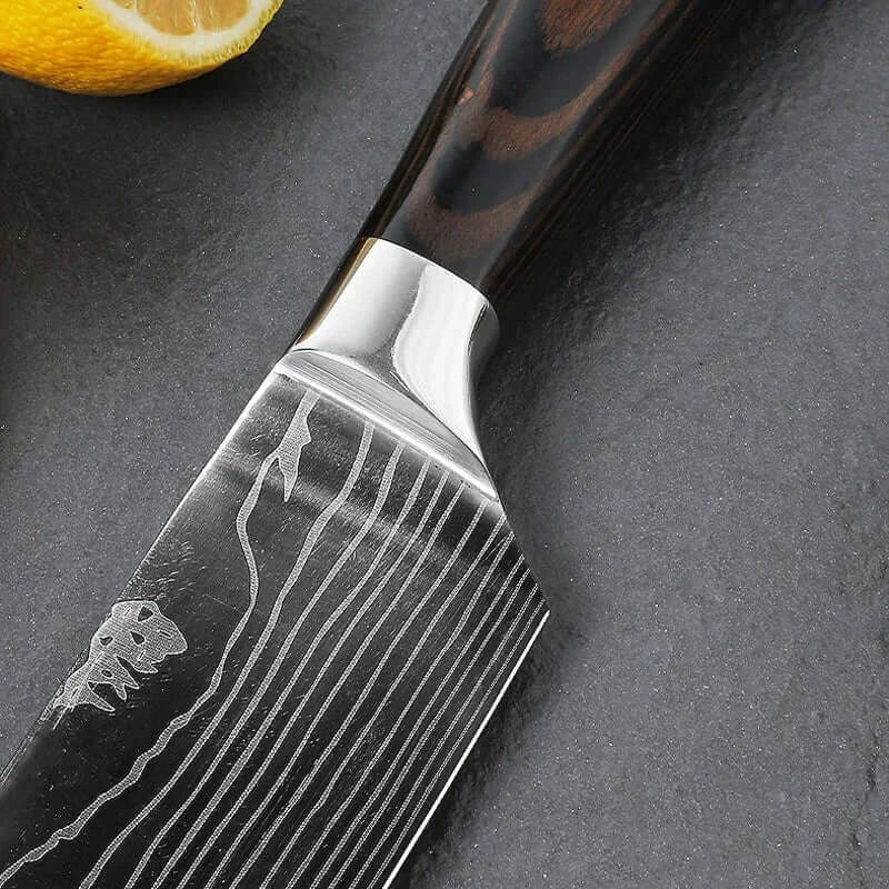 Stainless Steel Kitchen Knives with Wooden Handles