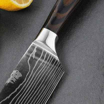 Stainless Steel Kitchen Knives with Wooden Handles