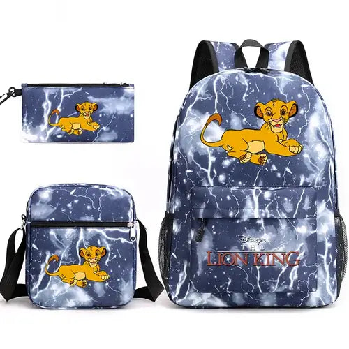 3Pcs Disney The Lion King Simba Bookbag Kids Backpack Boys Girls