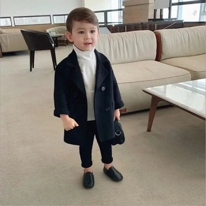 Kids’ Double-Breasted Lapel Coat