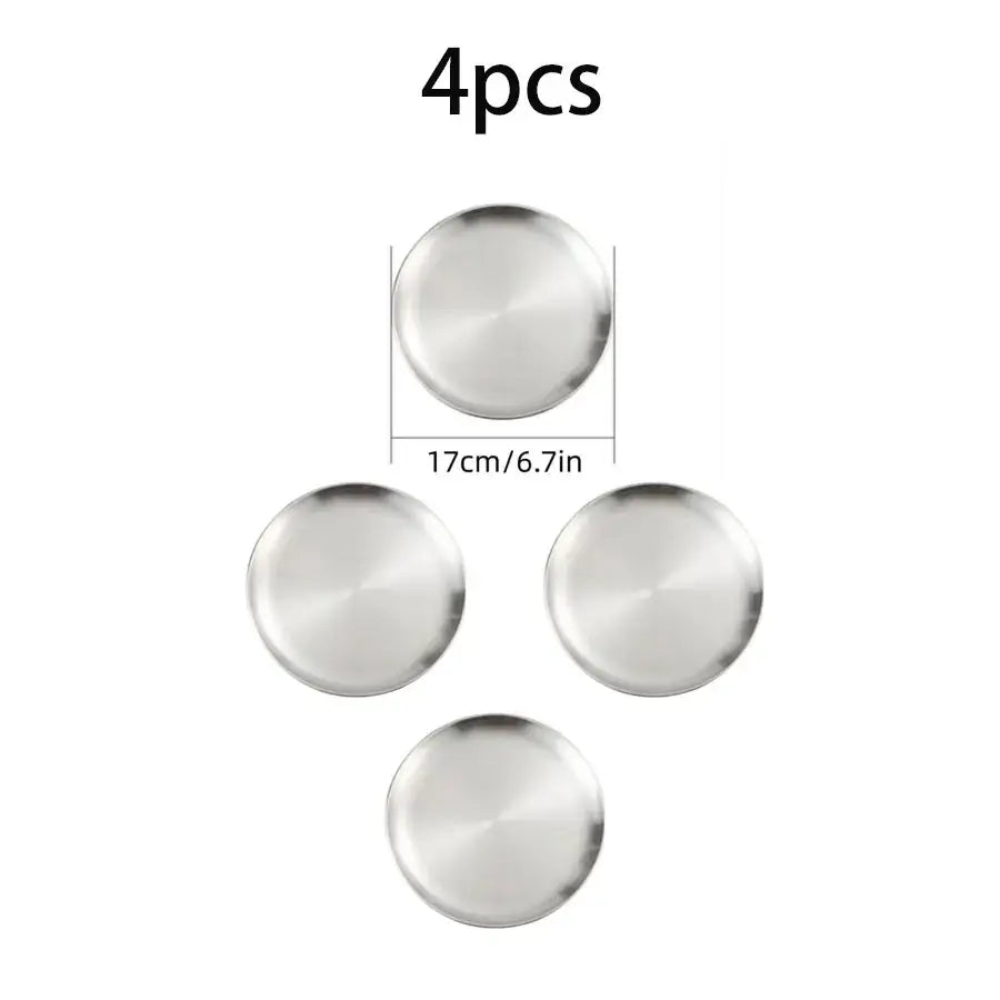 4pcs Stainless Steel Silver Plates - Korean Style