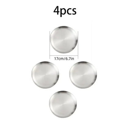 4pcs Stainless Steel Silver Plates - Korean Style