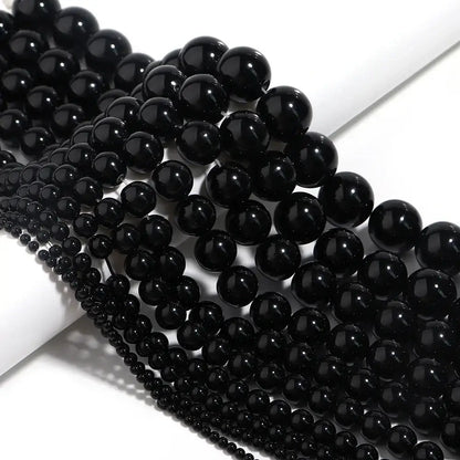 natural black onyx agate beads for jewelry making
