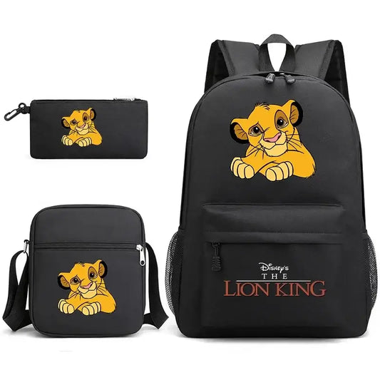 3Pcs Disney The Lion King Simba Bookbag Kids Backpack Boys Girls