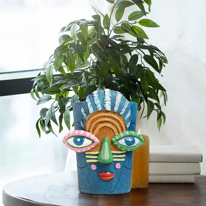 abstract face planter pot