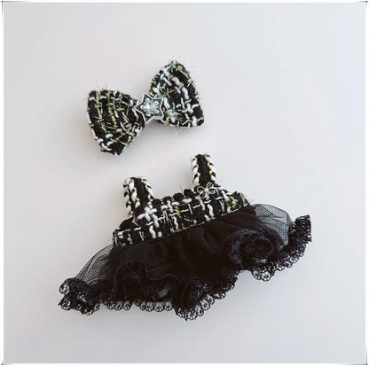 17cm Labubu Doll Accessories Clothes Advanced Luxury Design Sweet Woolen Shawl Suit Skirt Labubu Clothes Messenger Bag Loafers