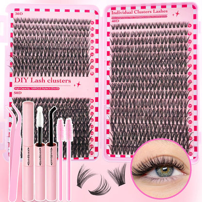 Cluster Lashes Kit – 320 / 600 / 790pcs | Mix-and-Match Lengths | Daily &amp; Party Glam | DIY False Lashes