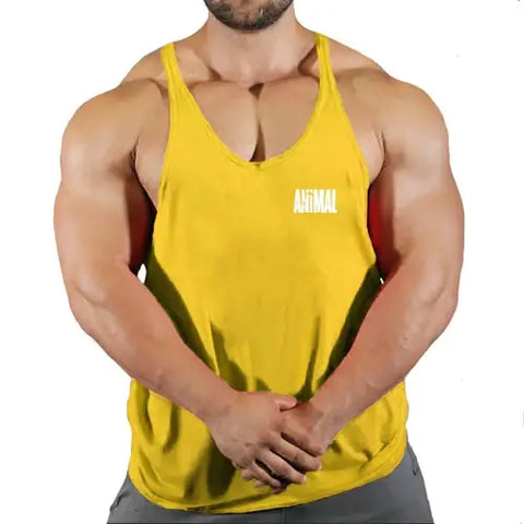 Summer Animal Gym Stringer Tank Top Men Cotton Clothing Bodybuilding.