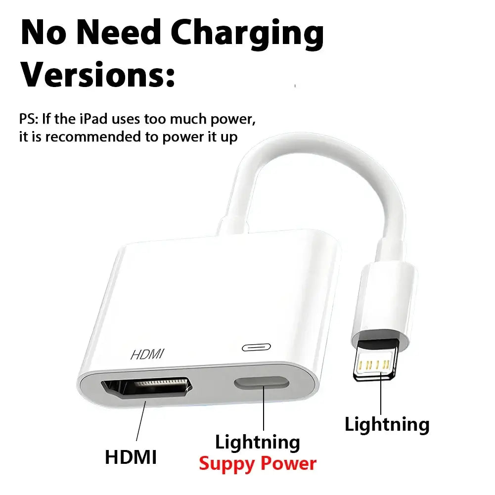 Lightning to HDMI Digital AV Adapter 1080P HD Video Sync Screen Connector Cable with Charging Port For iPhone 14 13 12