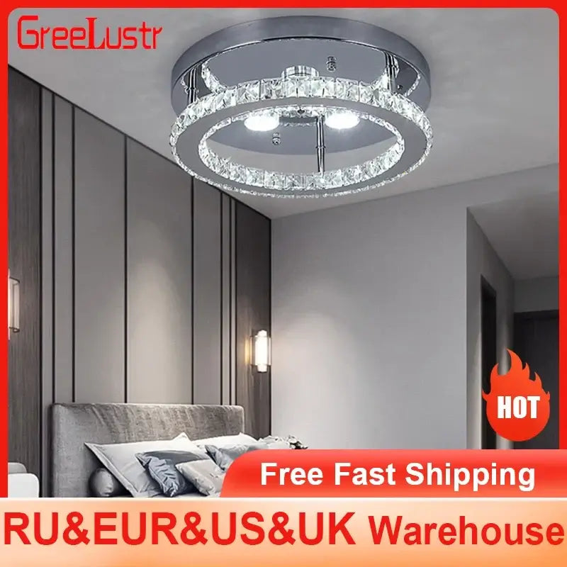 Modern Crystal LED Flush-Mount Ceiling Light