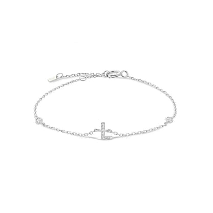 925 Sterling Silver Initial 26 Letters Alphabet Monogram Gold Name Bracelet Crystal CZ Zircon 2021 Fashionable Jewelry